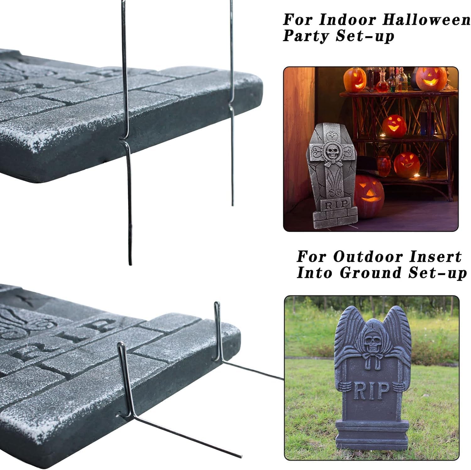 5 Pack Foam RIP Graveyard Tombstones, Gravestone Decorations for Lawn, Yard, Patio, Party (16 inch)