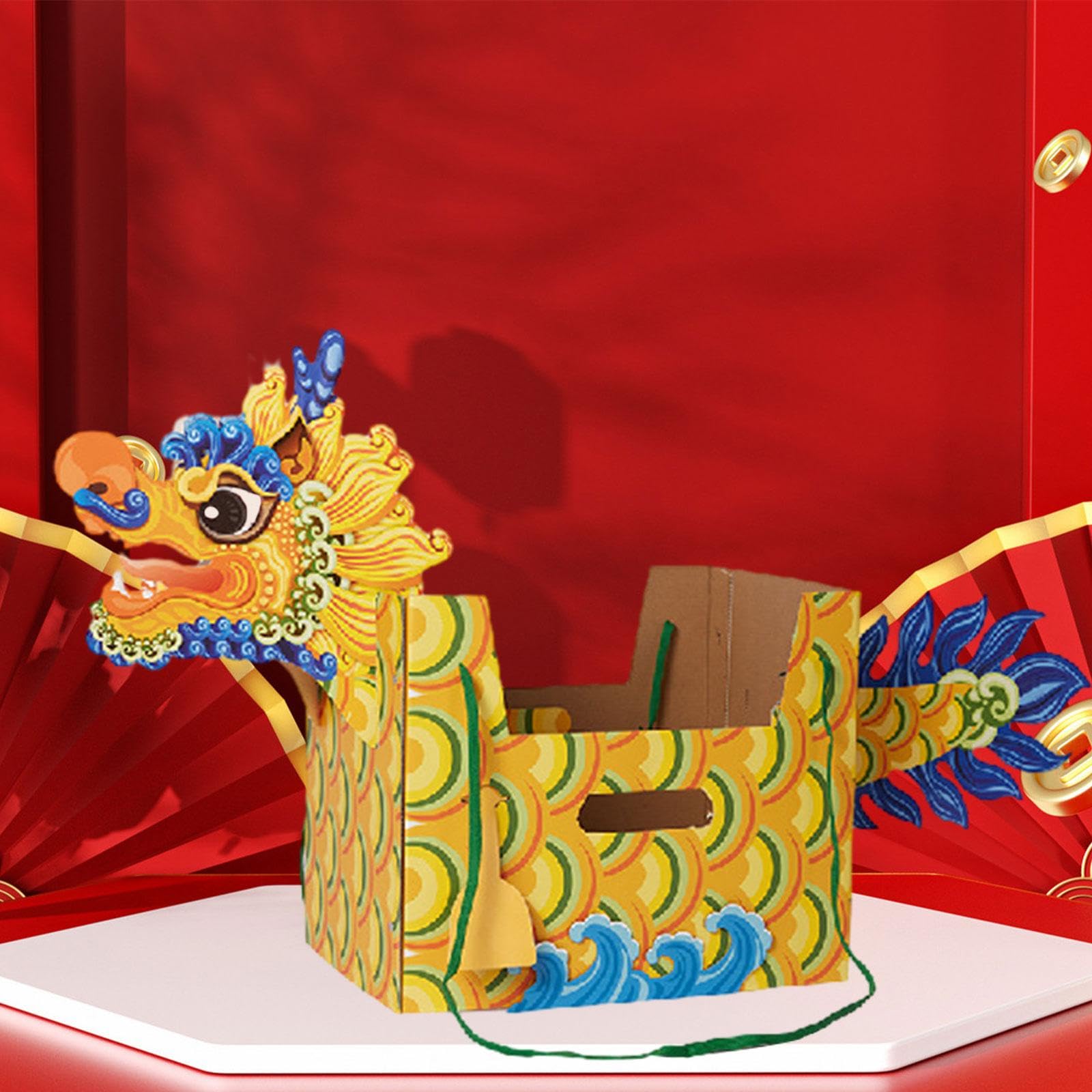 Papel Chino para Las Celebraciones de año, Barco Dragón para El Festival de Medio Otoño, Amarillo, Individual