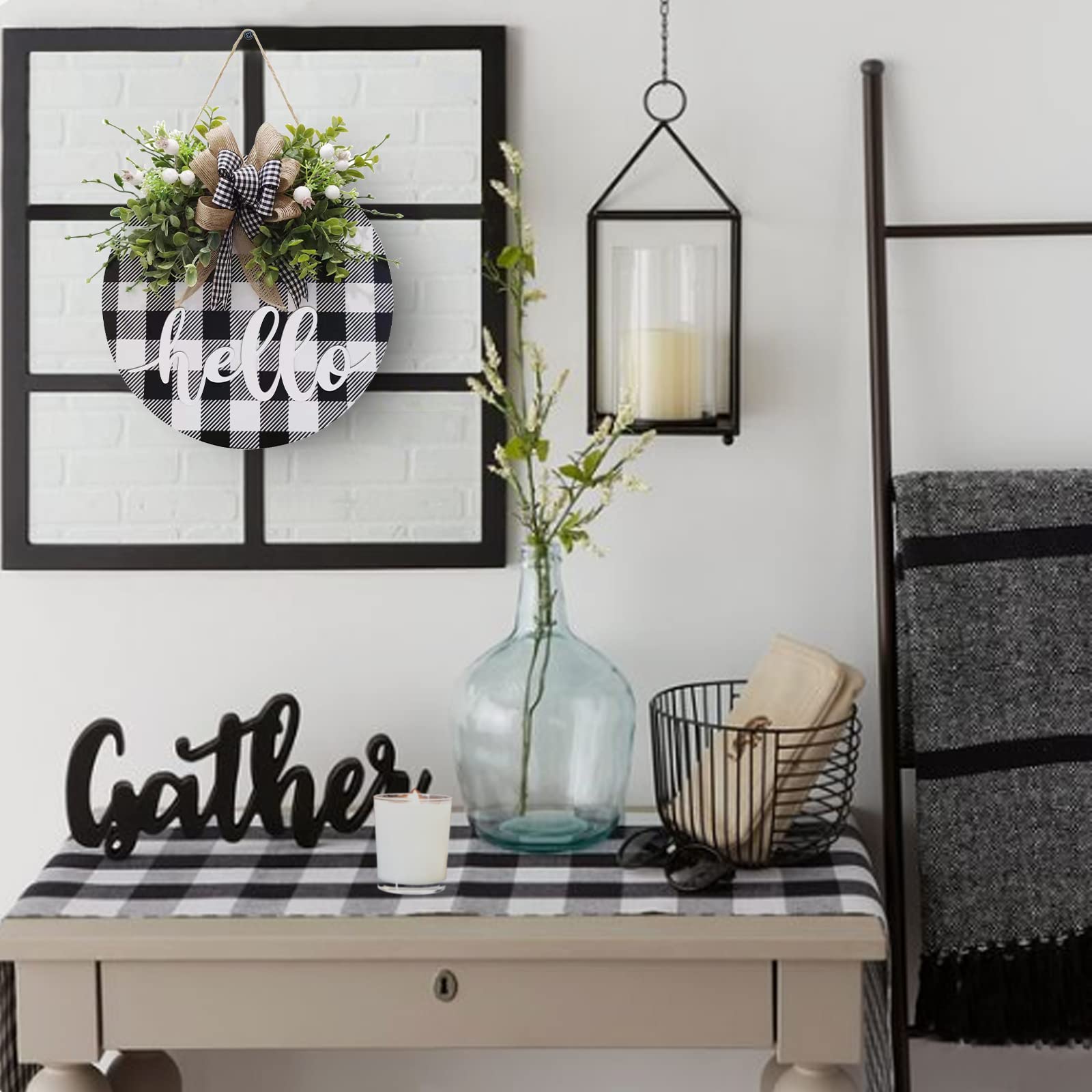 Porch Decor Black And White Plaid Front Porch For Fall: Painted Plaid