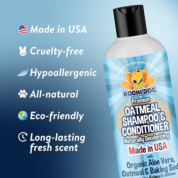Bodhi Dog Baby Powder Scented Cat & Dog Cologne 4oz + Oatmeal Dog Shampoo & Conditioner for Pet Grooming 8oz | Moisturizing Shampoo for Sensitive Skin | Grooming Bundle