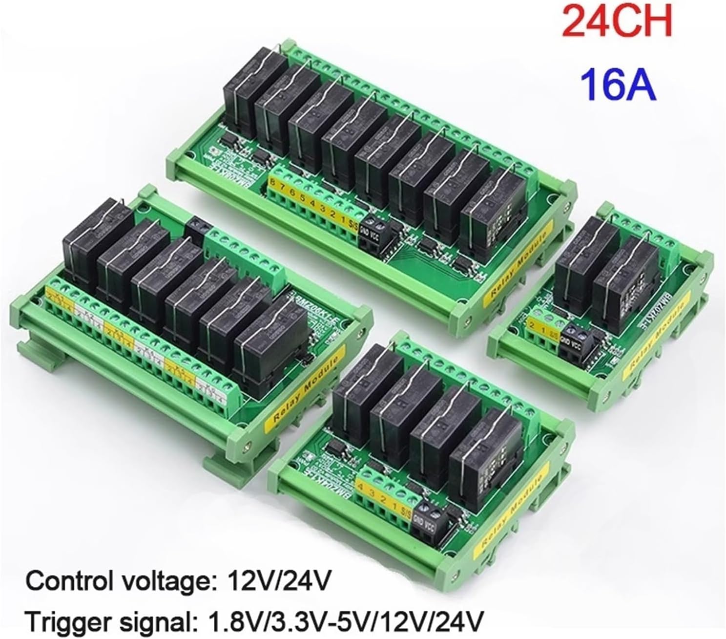 2-24CH 16A Pluggable Optocoupler Isolation Relay Module Supply Voltage: 12V/24V Trigger 1.8V(24CH)
