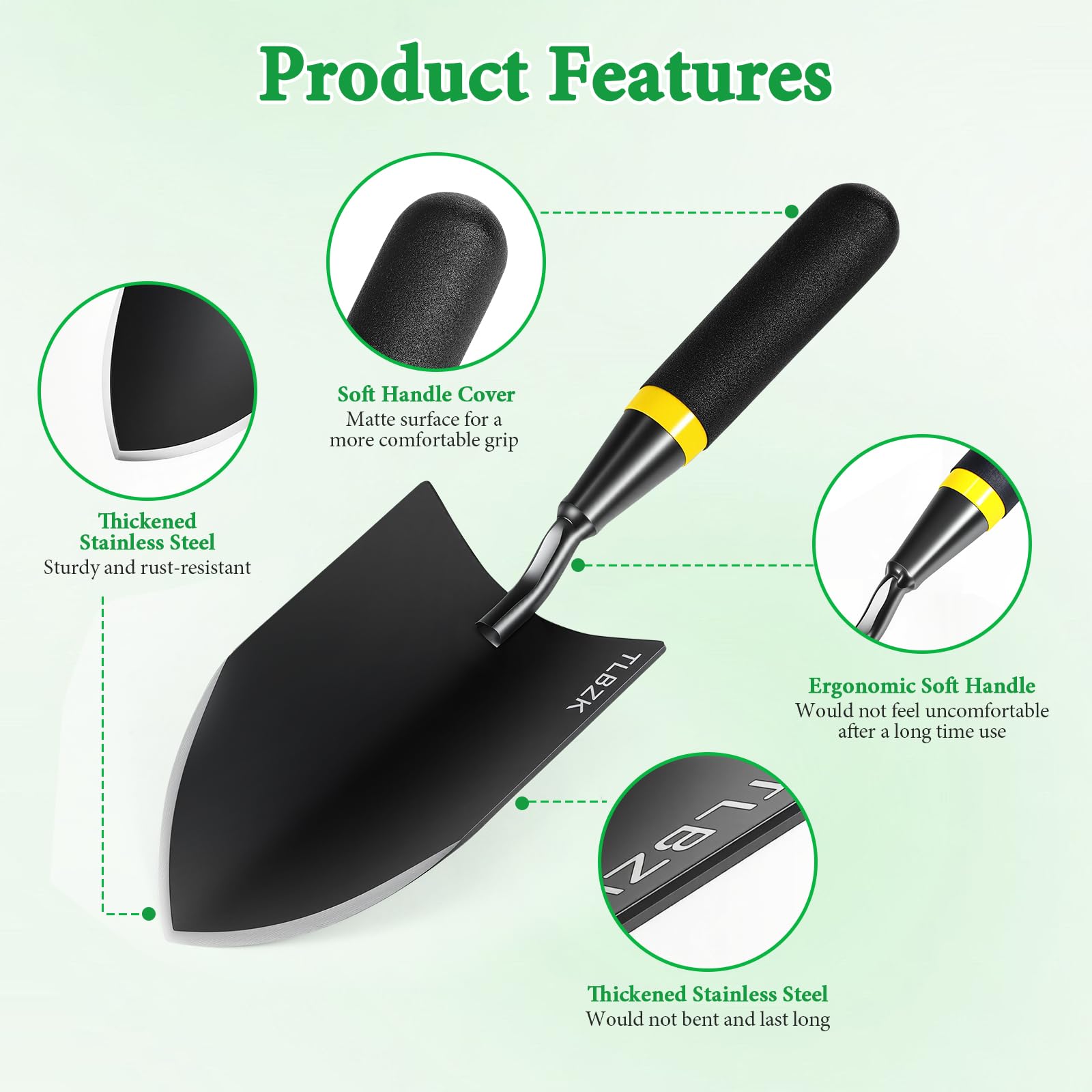 Juego de herramientas de jardinería de acero inoxidable de alto rendimiento, pensado para uso en exteriores, perfecto para hombres y mujeres, incluye pala de jardín, pala para plantas y