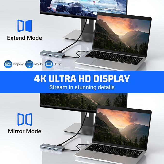 Hub USB C 10 en 1 Tymyp con HDMI 4K, LAN RJ45, PD 100W miniatura 5