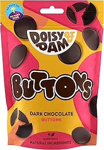 Doisy &amp; Dam - Dark Chocolate Buttons - Vegan Chocolate - Vegan Snacks - Ethically Sourced - No Artificial Ingredients - No Palm Oil - 7 x 80g