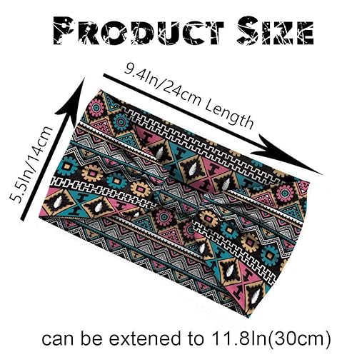 Miniatura 6 de Aceorna Diademas bohemias anchas anudadas para el cabello, bandas elásticas estampadas, diademas bohemias para mujeres y niñas, 3 piezas (juego A)