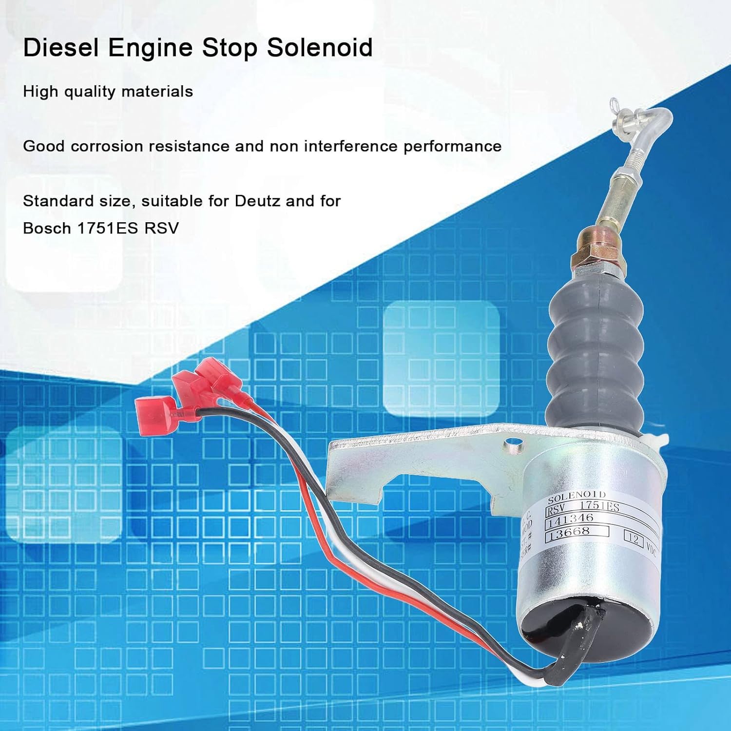 Engine Stop Solenoid Cut Down 12V RSV 1751ES Non Interference Fuel Pump Shut Off Valve for Industrial Use for