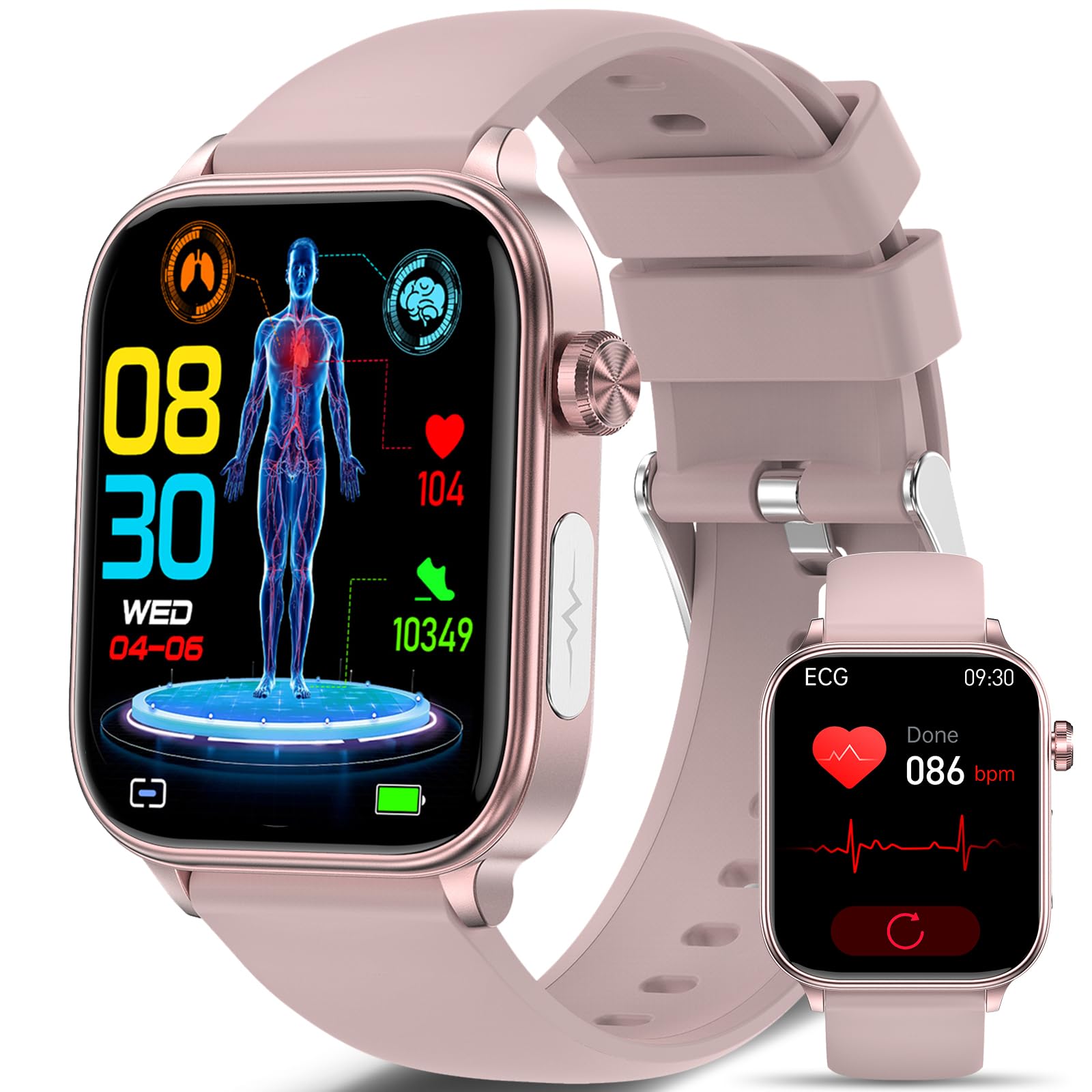 Marsyu Montre Connectée Santé avec ECG/HRV/Pression Artérielle/Sommeil/SOS
