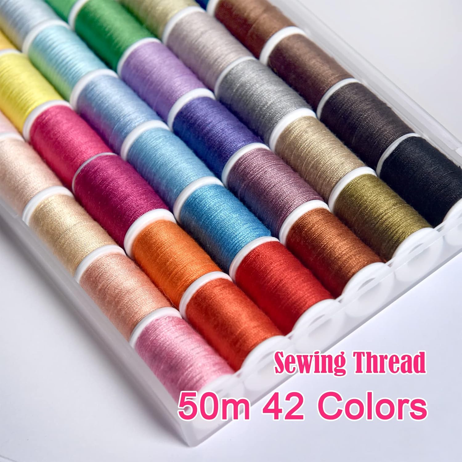 Sewing kit 42 Color Set of Handy Polyester Thread，50 m Each