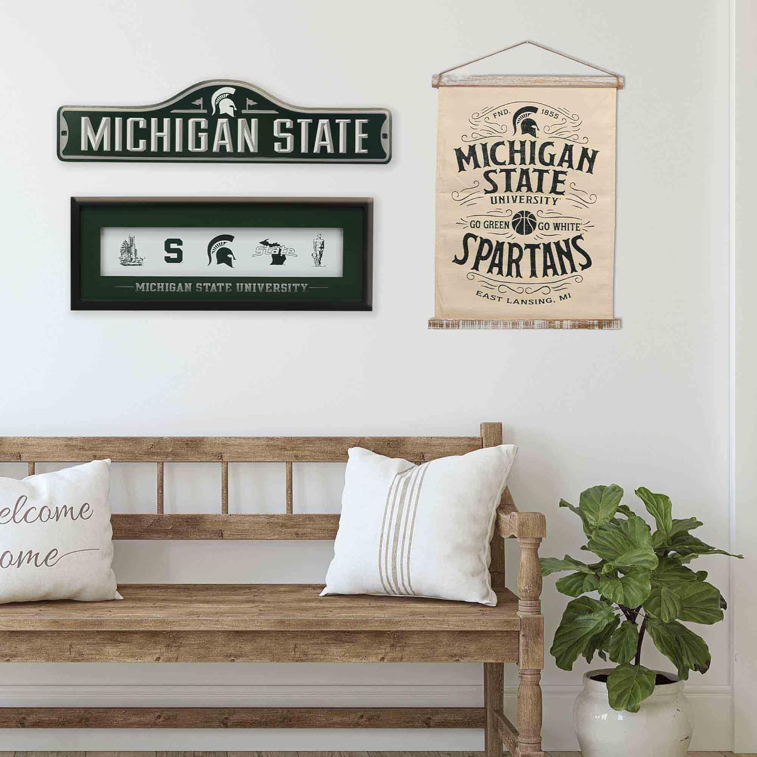 Michigan State University Logo Evolution Framed Wall Decor - Large Michigan State Spartans Wall Art for Office or Man Cave : Sports & Outdoors