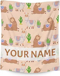 Blanket for Girl - 30x40 Inches Cute Llama Throw Gifts - Personalized Brown Soft Fuzzy Blankets for Couch & Office