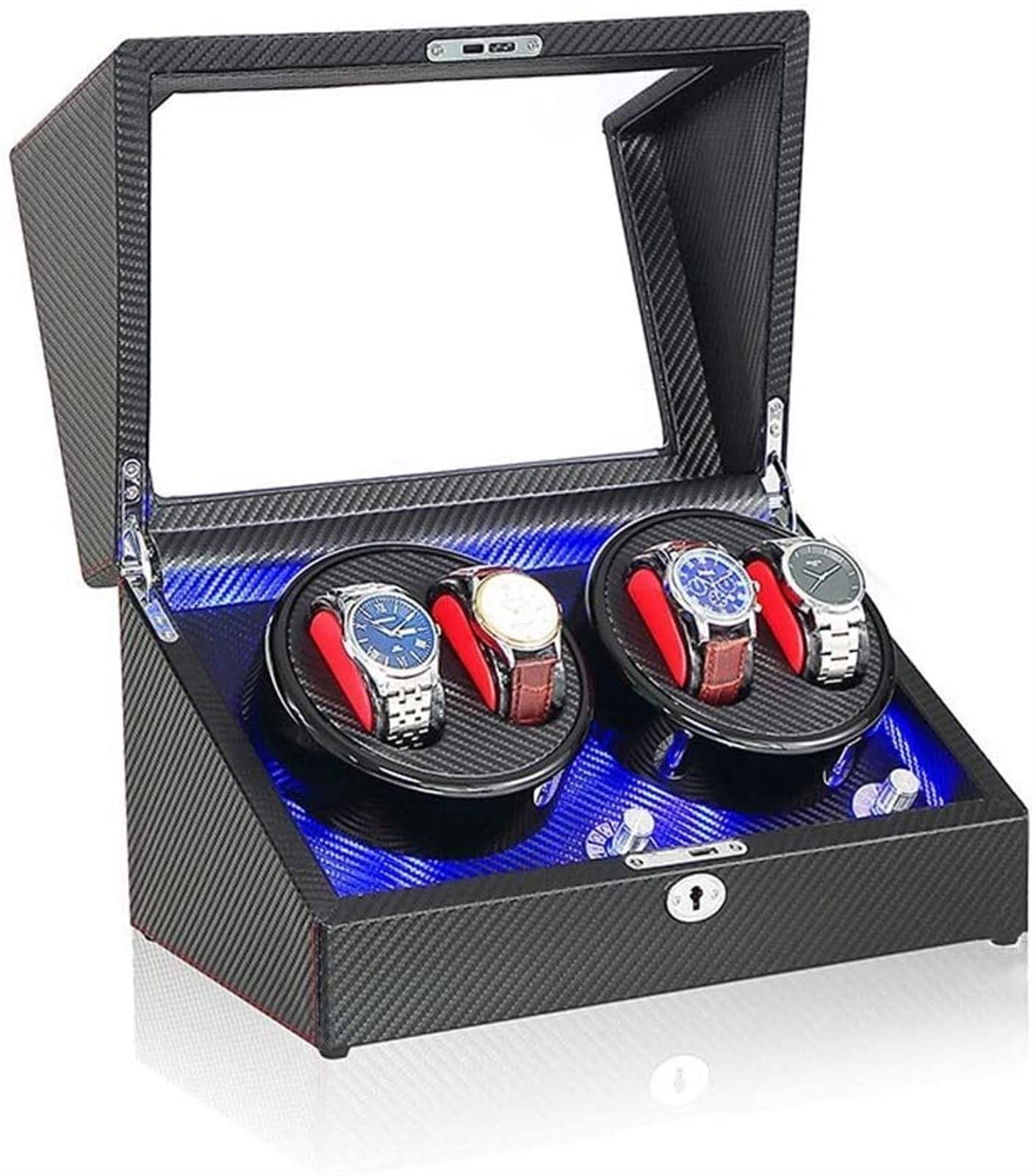 CGCSYZ Watch Winder Box, LED Light 5 Rotation Mode Automatic Mechanical Watches Display Box Available In 5 Styles Accessories (A)