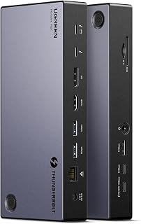 UGREEN Revodok Max 313 Thunderbolt 4 Dock 40Gbps Triple Display Docking Station(Triple 4K@60Hz, Single 8K Display), 13-in-1 Dockingstation mit 140W GaN-Ladeeingang, kompatibel mit Mac mini M4/M4 Pro