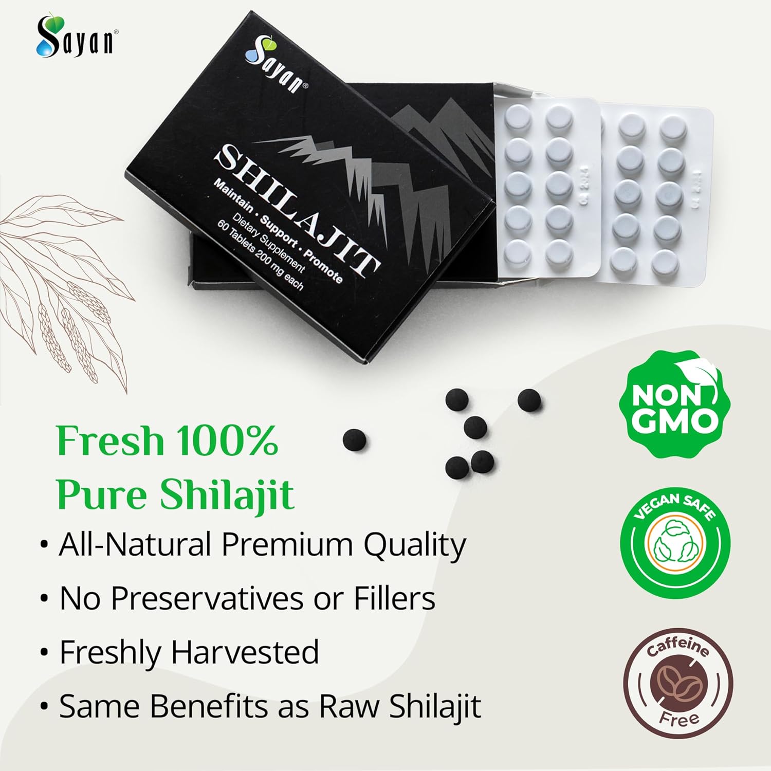 Sayan 100% Pure Shilajit Tablets,12,000mg High-Potency Supplement, More Effective Than Resin & Capsules, 85+ Trace Minerals Sourced from 10,000ft Lab-Tested for Purity. 60 Tablets - 1-2 Month Supply - Image 8