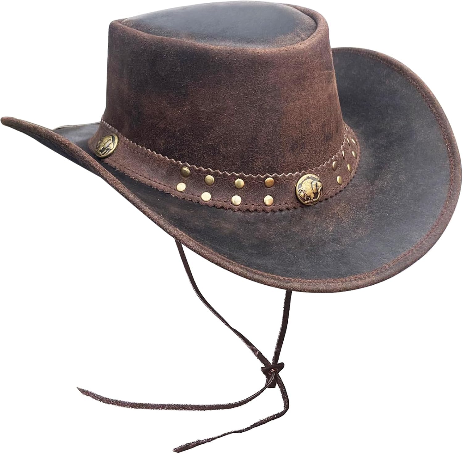 BRANDSLOCK Cowboyhut aus Leder für Herren, handgefertigt, formbar, breite Krempe, langlebig, Cowgirl-Outback-Hut