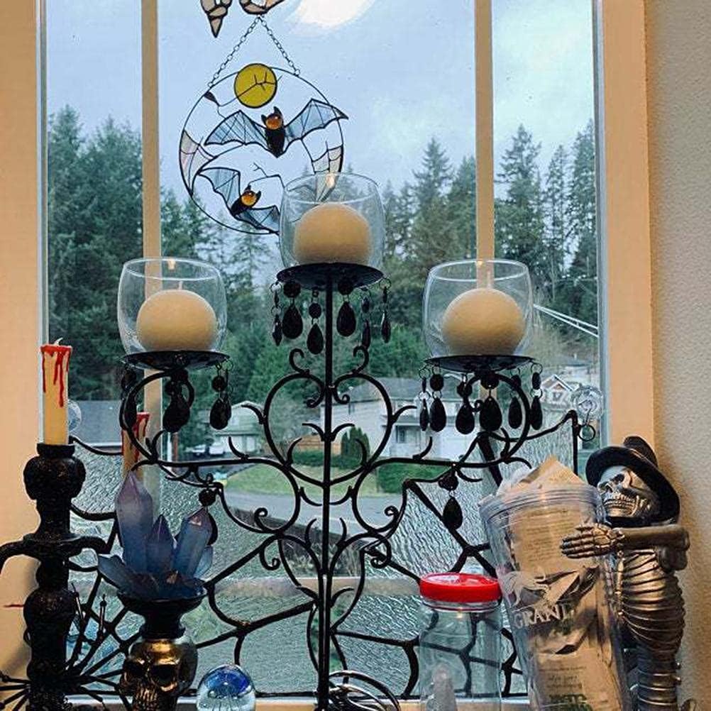 BBABBT Bat Decoration Gothic Window Hangings Sun catcher Flying Under the Moon Art Craft Sun Catcher Window Wall Decor Halloween Decoration - Image 5