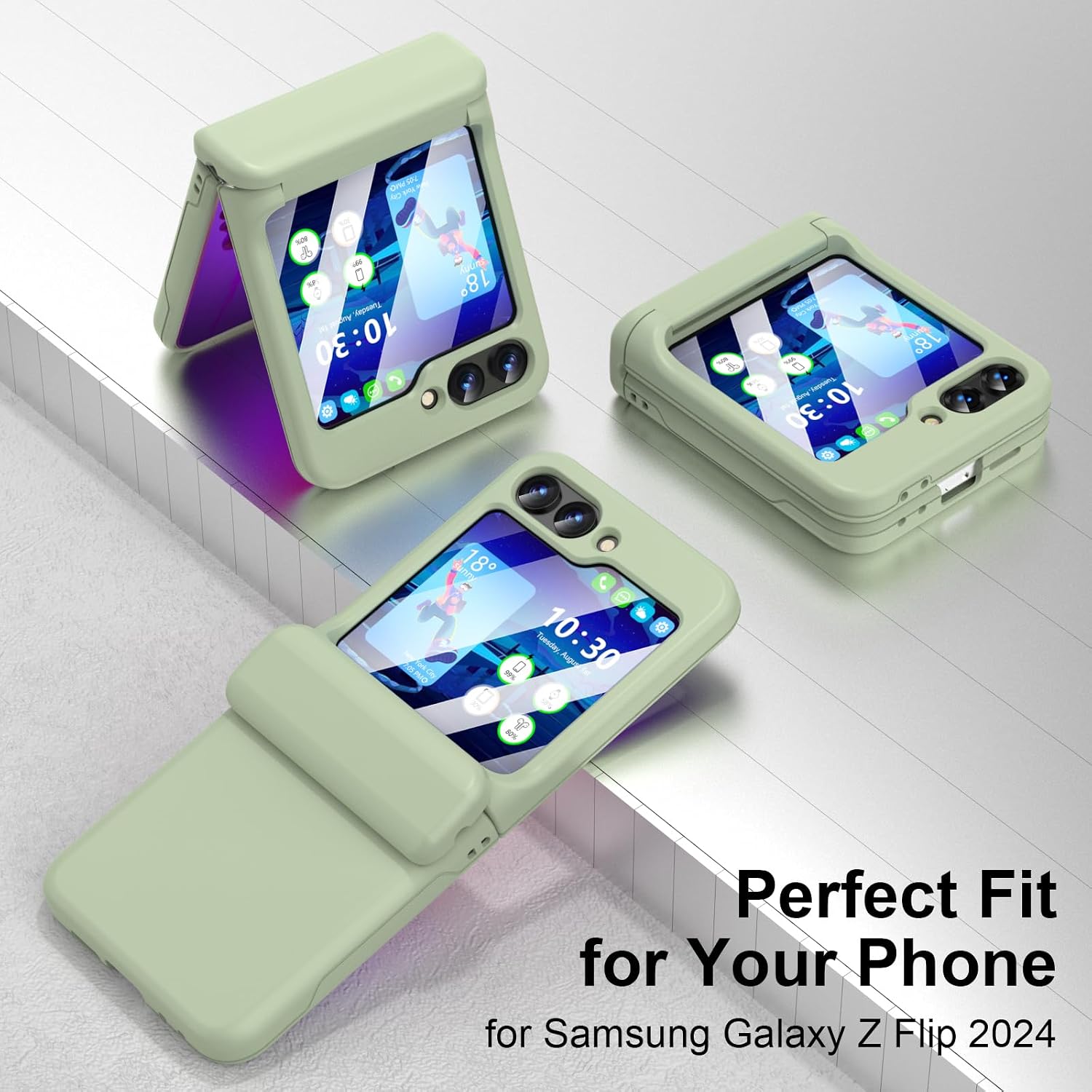 WATACHE for Samsung Galaxy Z Flip 7 FE/ 6/5 Case with Hinge Protection Shockproof with Credit Card Holder ID Card Protective Cover Flip Z 6 Phone Case for Galaxy Z Flip 6 5G(Green) image 5