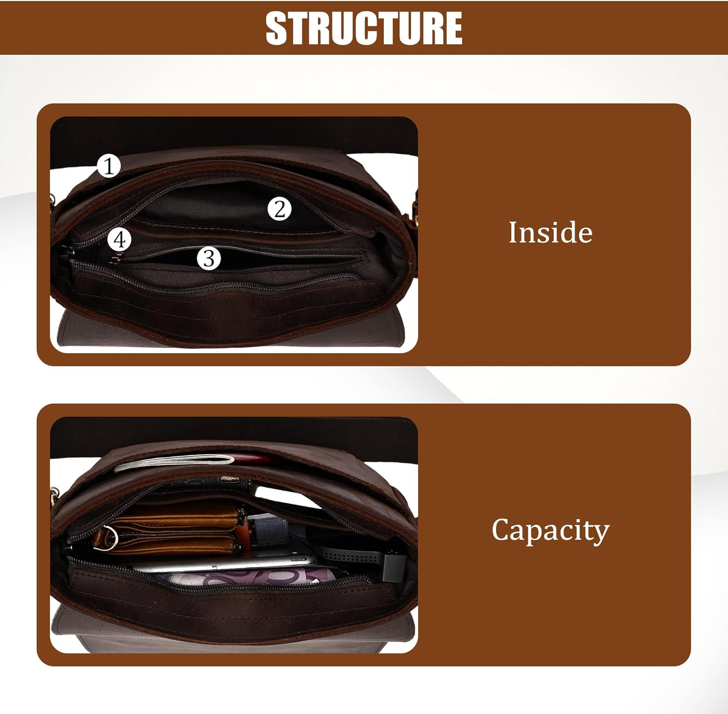 Leathario Crossbody Bag for Men Genuine Leather Small Messenger Shoulder Purse Side Vintage Satchel for Work Business Daily