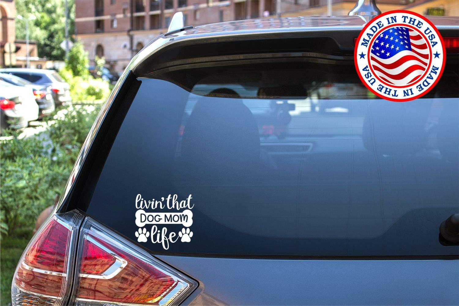 Sunset Graphics & Decals Living That Dog Mom Life Decal Vinyl Car Sticker | Cars Trucks Vans Walls Laptop | White | 5.5 inches | SGD000149 - Image 2