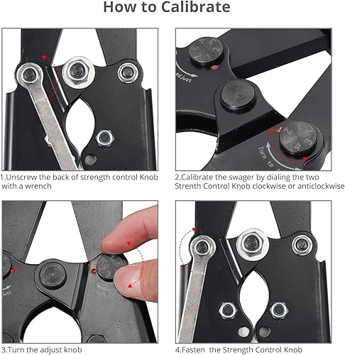 Miniatura 6 de Proster Herramienta de prensado de cuerda de alambre: crimpadora y cortador de mano de 1/16 a 1/8 pulgadas, 100 fundas de bucle de prensado de