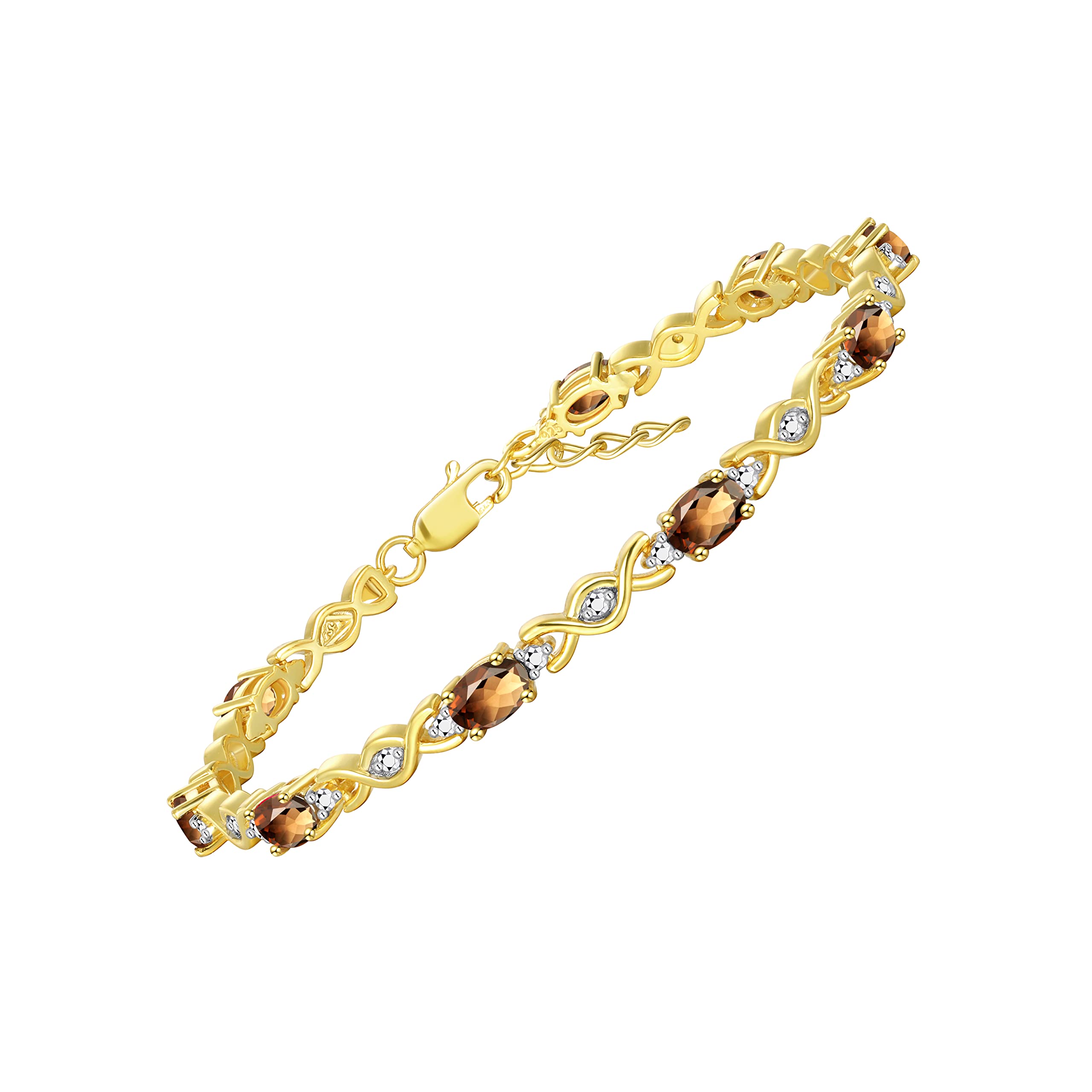 Rylos Bracelets for Women Yellow Gold Plated Silver XOXO Hugs &amp; Kisses Tennis Bracelet Gemstone &amp; Diamonds Adjustable to Fit 7"-8" Wrist, 10 Gorgeous 6X4MM Jewelry for Women Friendship Bracelets