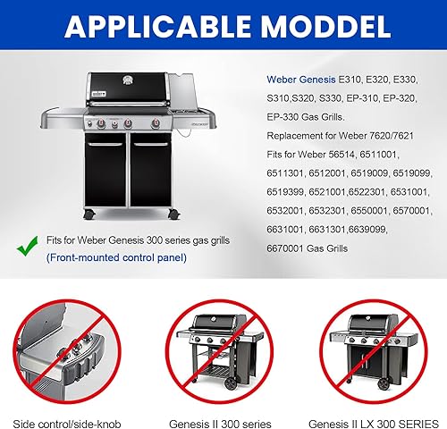 Miniatura 10 de GGC Barras aromatizantes de acero inoxidable 304 de 15.3 pulgadas para Weber Spirit serie 200, Spirit E210, S210, E220, S220 con perillas de control