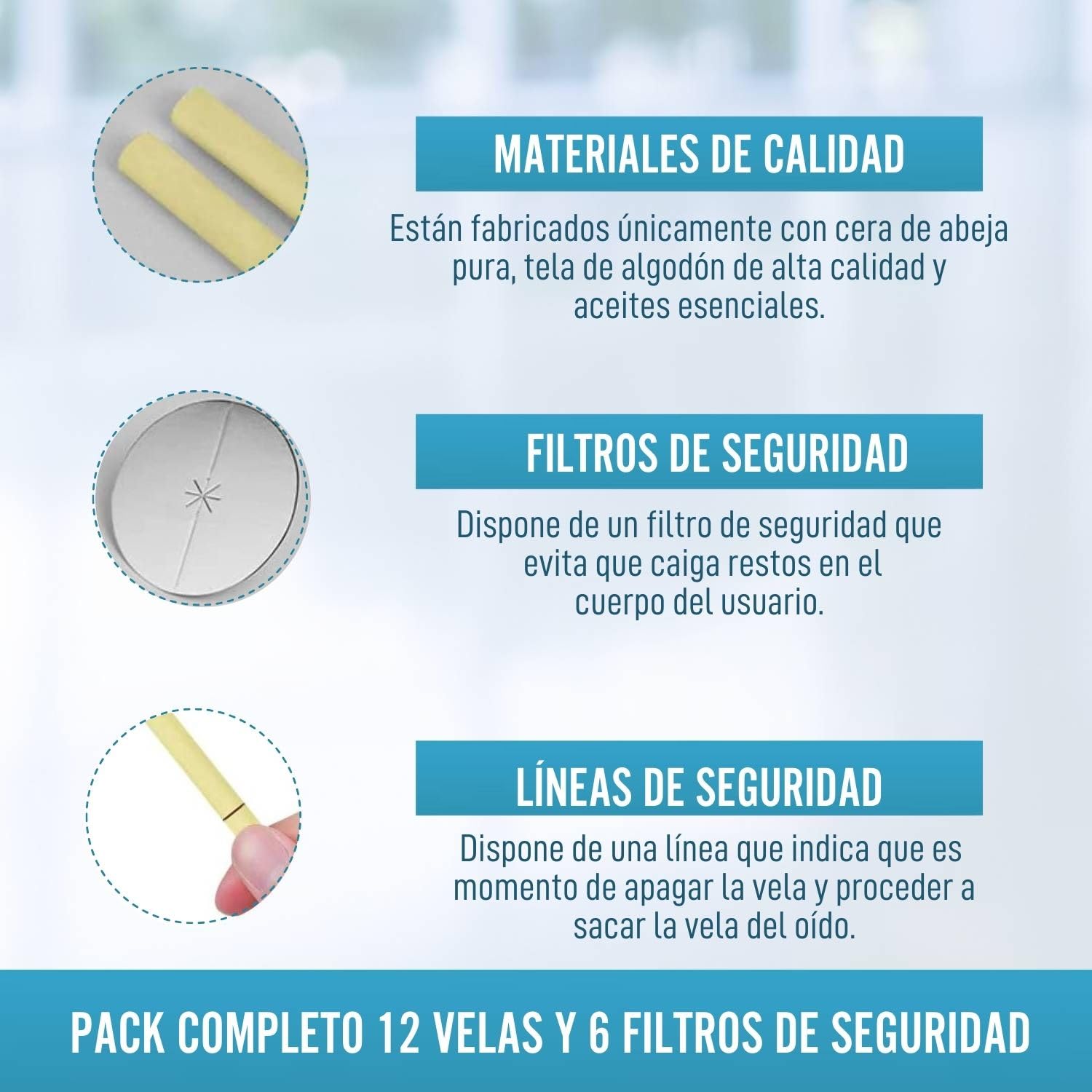 PACK 12 VELAS para Limpiar los oídos - Conos cera oídos - Limpiador de oídos Cera - Limpieza oídos - Velas para los oídos - Limpiador oídos personas - Limpia Oidos - VELAS LIMPIA OIDOS