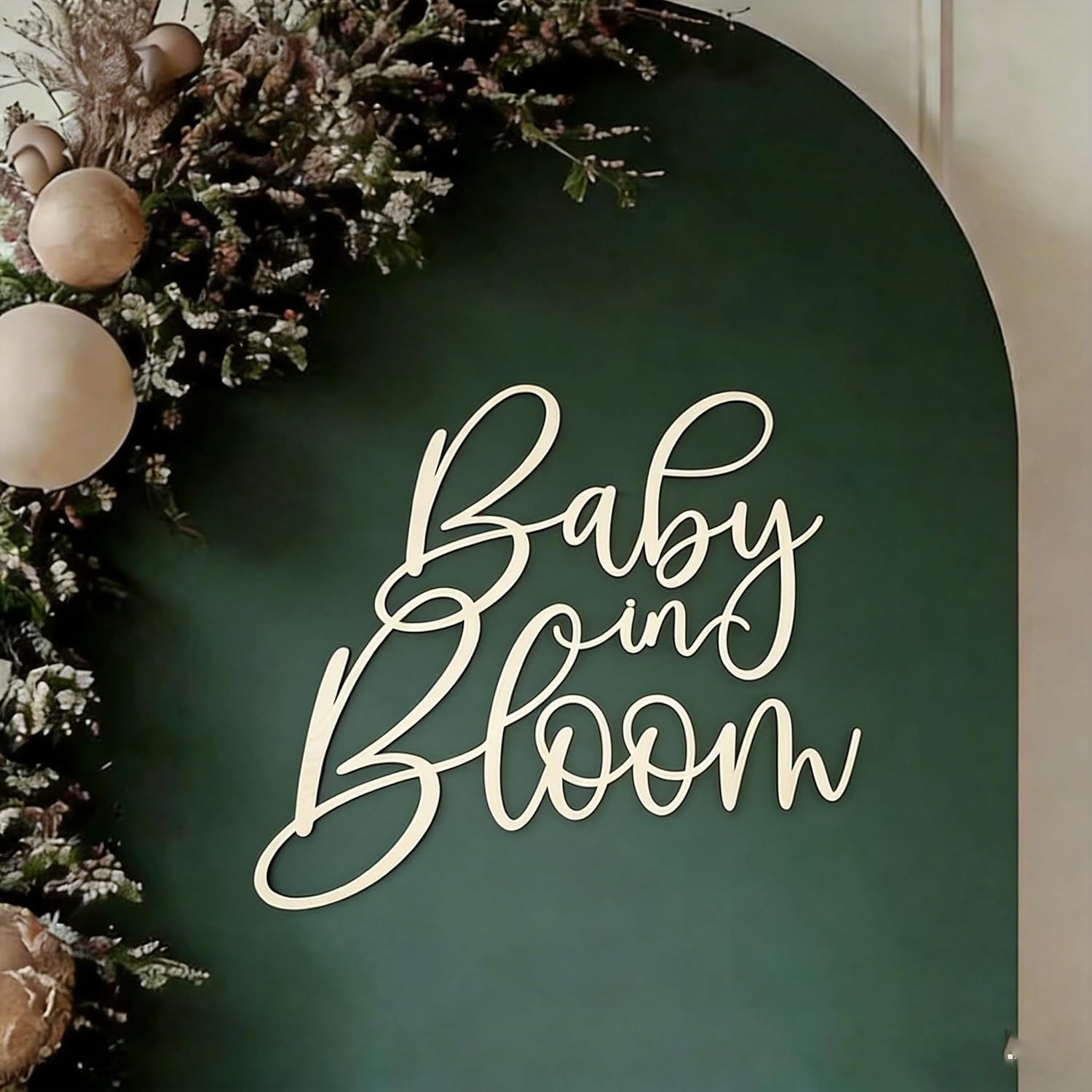 Baby in Bloom Sign for Backdrop,Wooden Boho Floral Baby Shower Party Decor for Gender Reveal,Flower Theme,Boy or Girl Party Décor