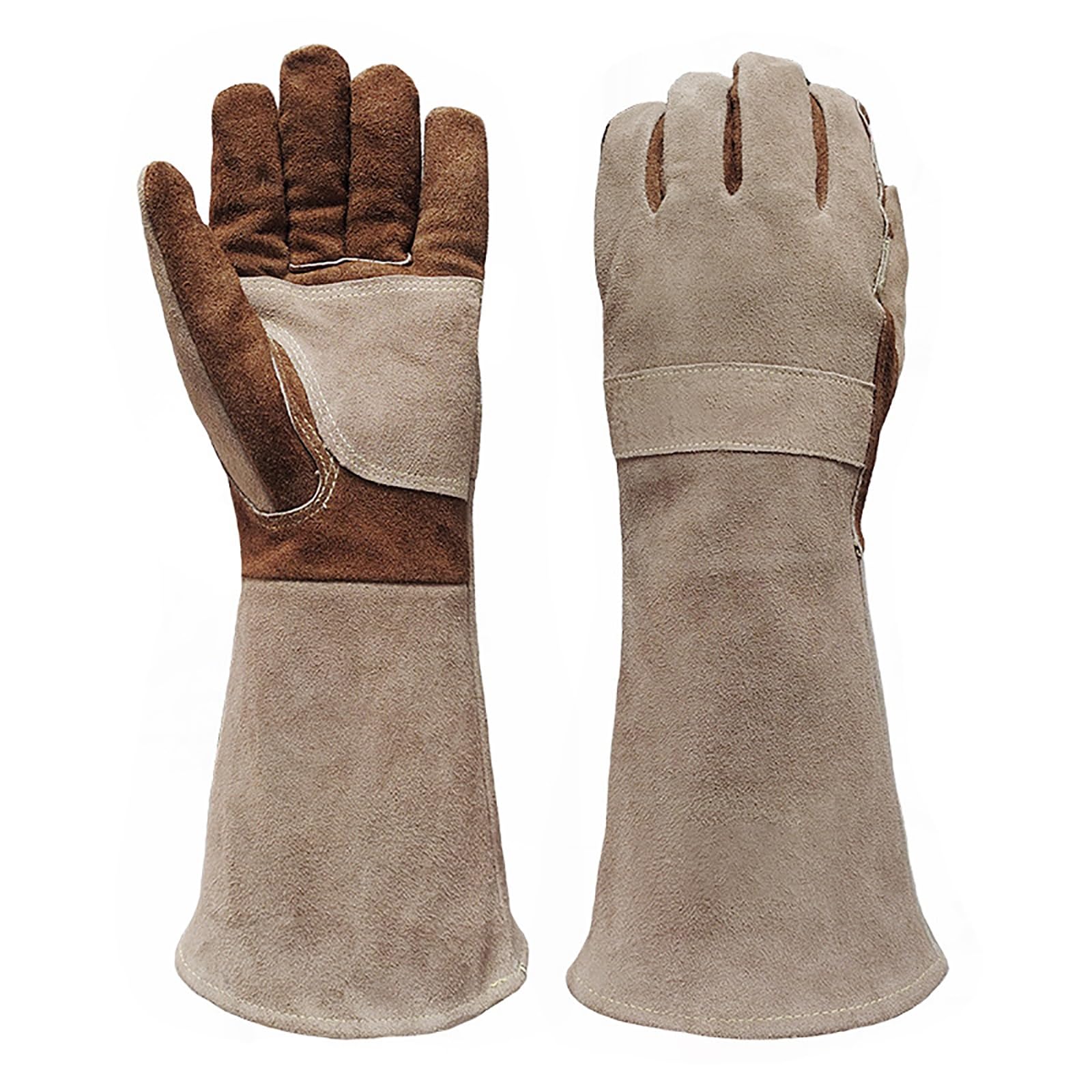 Schweißerhandschuhe für Männer, Hochtemperatur-Kochhandschuhe, Dicke & Abriebfeste Arbeitshandschuhe für BBQ, Backofen, Braun(L)