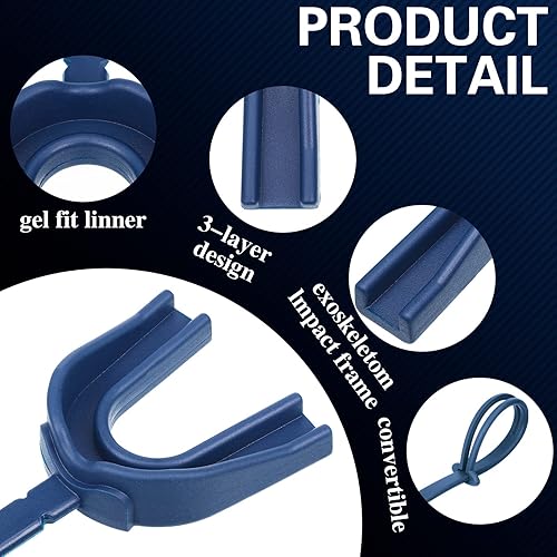 Miniatura 3 de Protector bucal con correa, 40 unidades, para fútbol, con correa, para boxeo, deportes, para adultos, para baloncesto, lacrosse, hockey, lucha libre