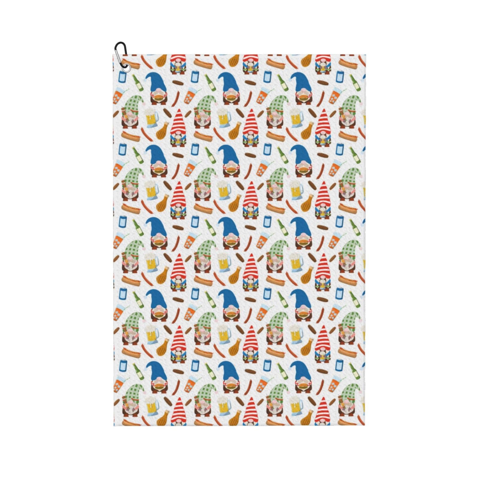 AOOEDM Barbecue Gnomes Print Golf Towel with Carabiner Clip Absorbent Microfiber Golf Towel for Cleaning Golf Ball Club Putter Iron for Golf Bag Trolly Belt Loop 16" X 24"
