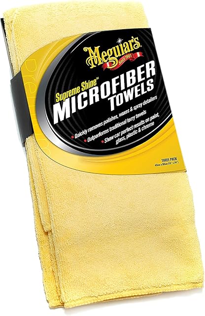 Meguiar's X2010EU Supreme Shine Microfibre Car Cleaning Towel (1 Pack), Yellow