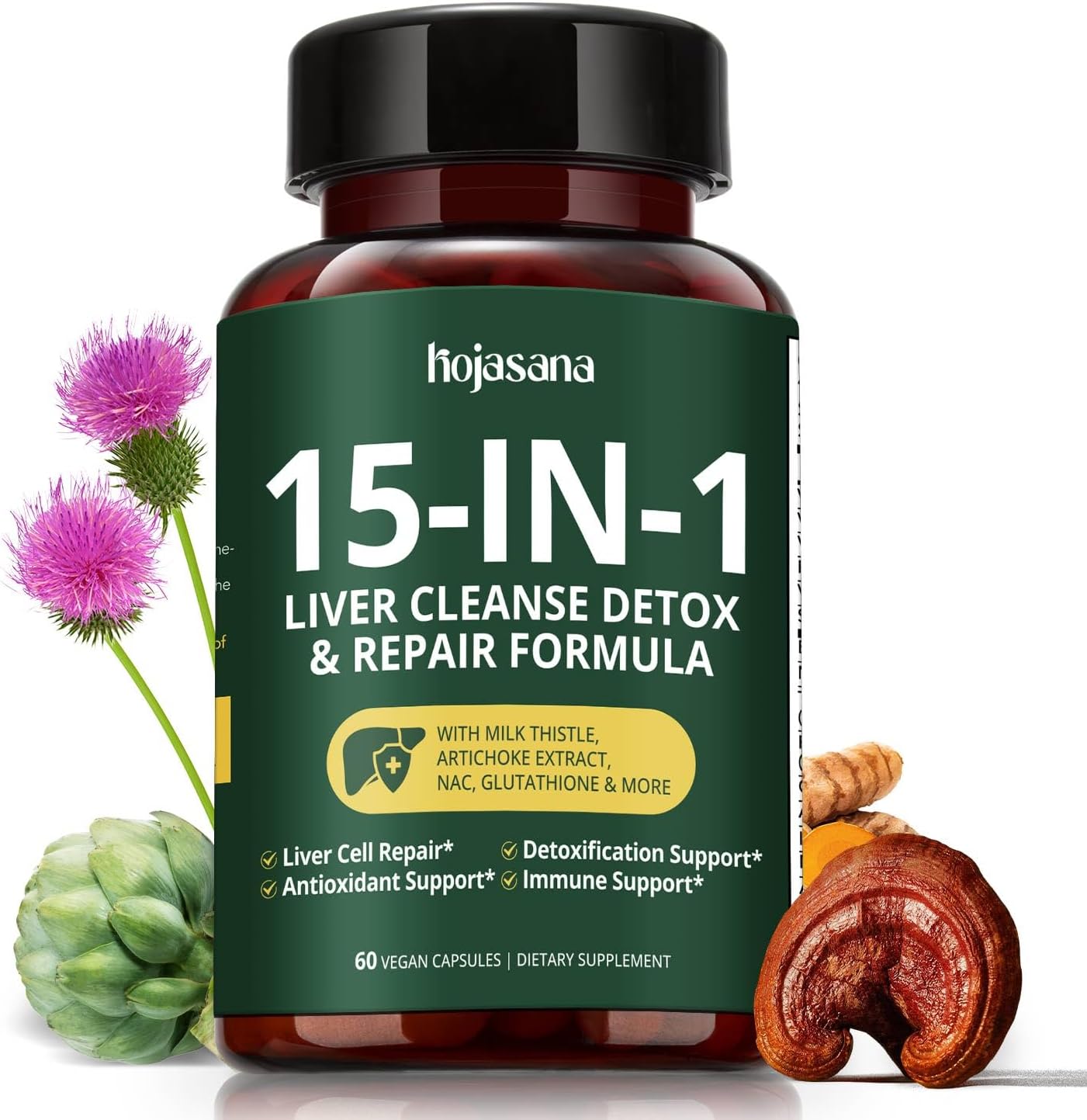 HojaSana Milk Thistle Liver Support - 15-in-1 Formula
