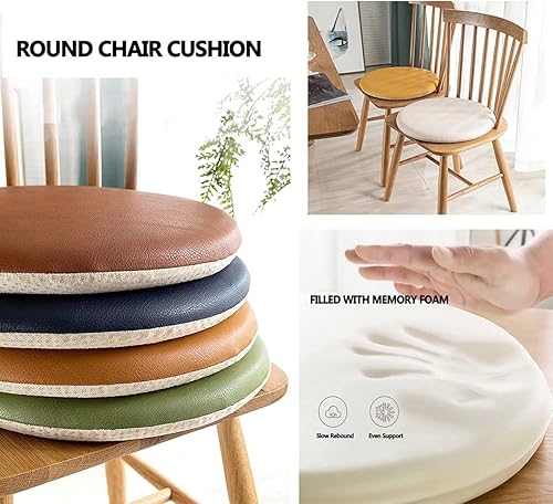 Miniatura 4 de Cojín de asiento redondo, cojín redondo de espuma viscoelástica suave, almohadilla de cuero antideslizante para silla, cojín de decoración del hogar