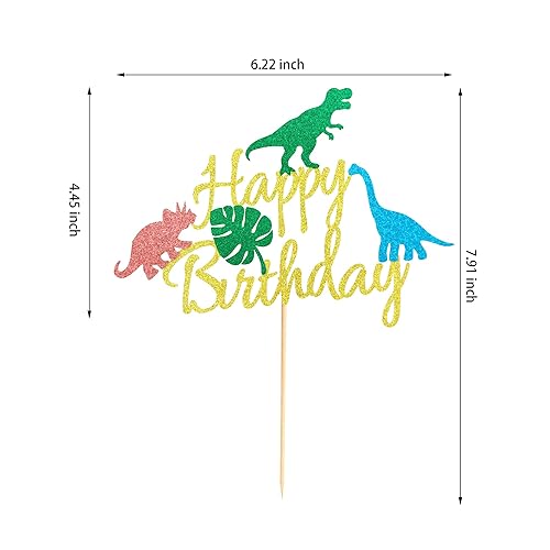 Vista 3 de Decoración de pastel de dinosaurio con hojas Dinsaurs para pastel de cumpleaños con temática de dinosaurios, baby shower, niños, fiesta de Hb Dino