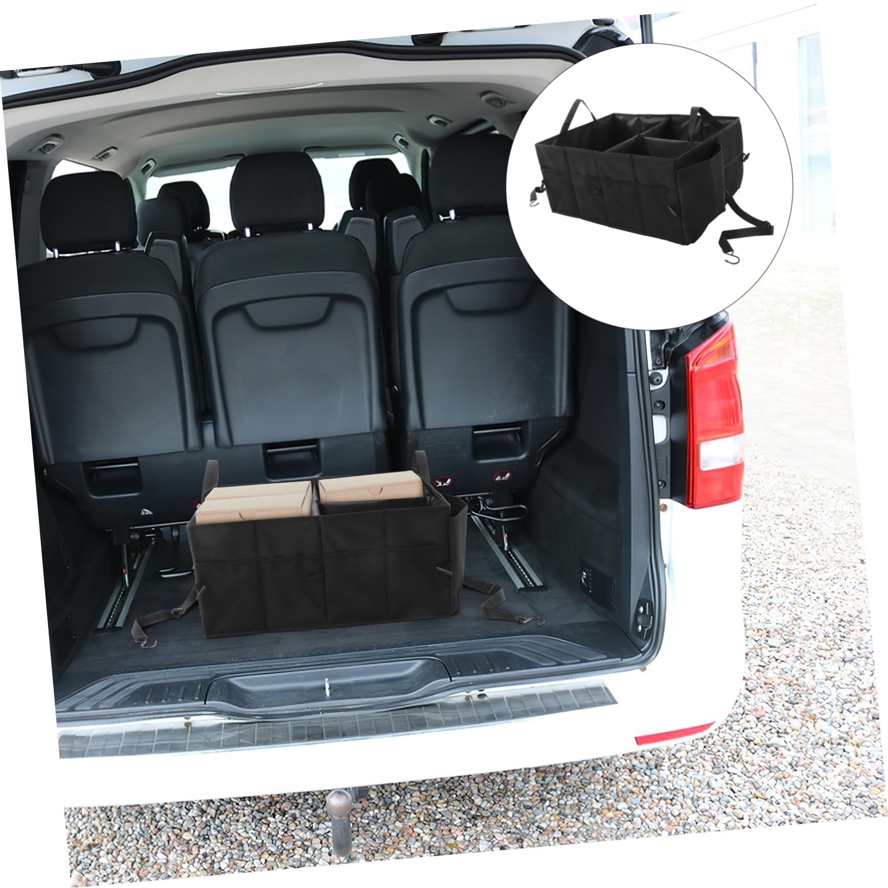 Gatuida Organizer Bagagliaio Auto Pieghevole, Grande Capacità, Nero | Poliestere, Scomparti Multipli e Divisorio Interno, Maniglie Rinforzate, per Casa e Campeggio