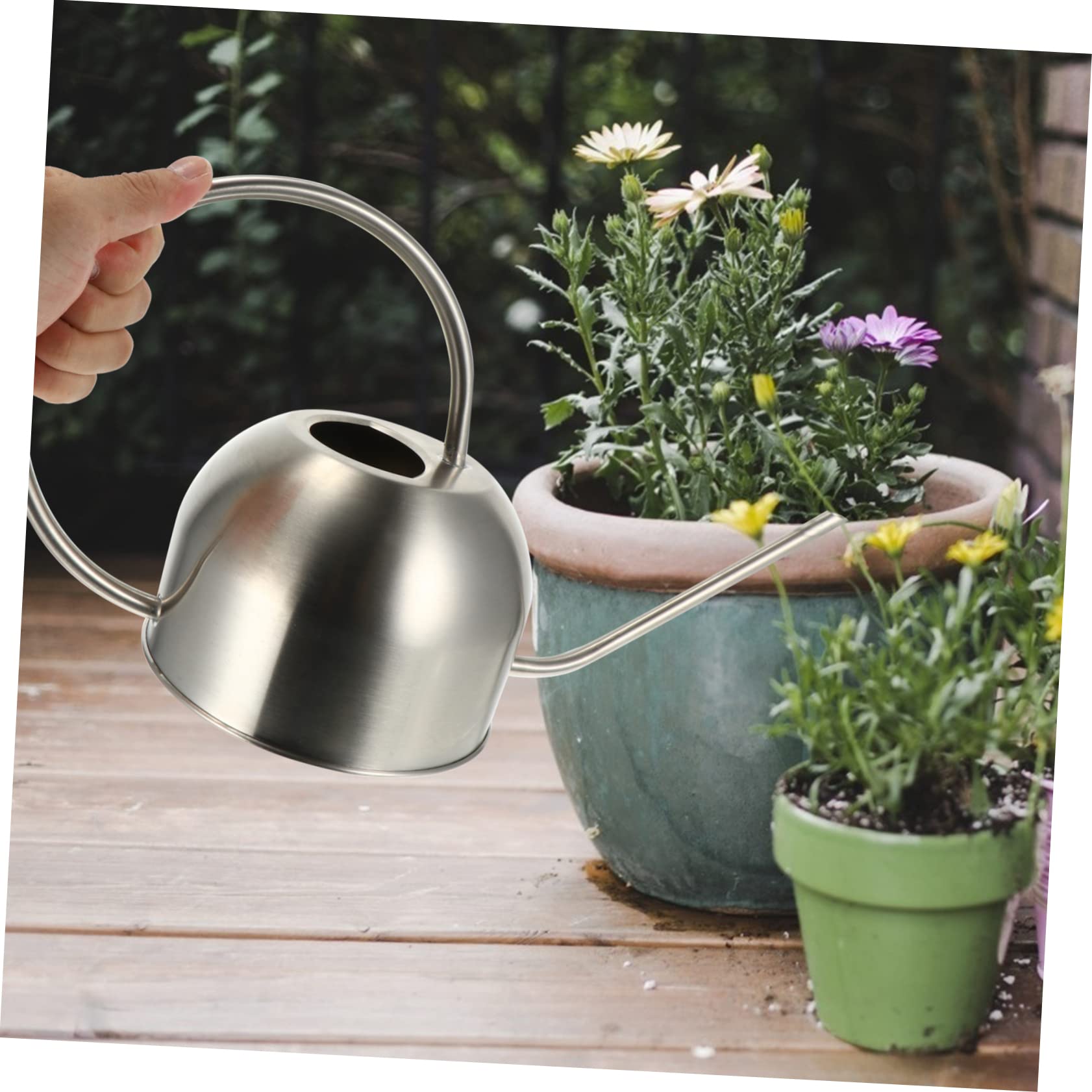 TOYANDONA Annaffiatoio Manico Ergonomico a Beccuccio in Acciaio Inossidabile 1,5l per Irrigazione di Piante, Bonsai e Fiori per Giardinaggio Interno ed Esterno