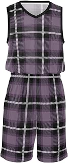 Basketball Shorts and Jersey Set Plaid Scotland Purple Vintage