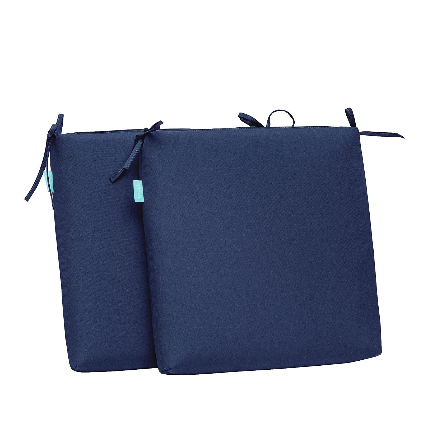 QILLOWAY Outdoor Indoor Seat Cushions, Square Foam Dining Chair Pads,All Weather, 17"x17"x3",2 Count (Navy)