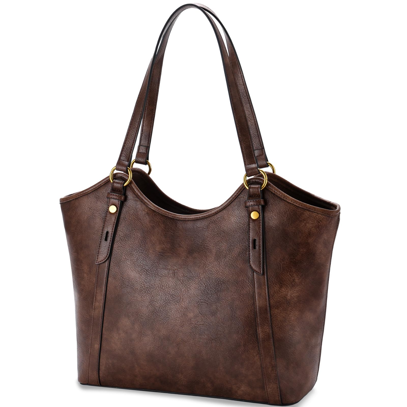 VASCHY Sac Cabas Femme Cuir PU, Mode Sac à Main Élégant pour Cours Sac Ordinateur 14 Pouces Grand Format Tote Bag Zippé pour Travail École Voyage