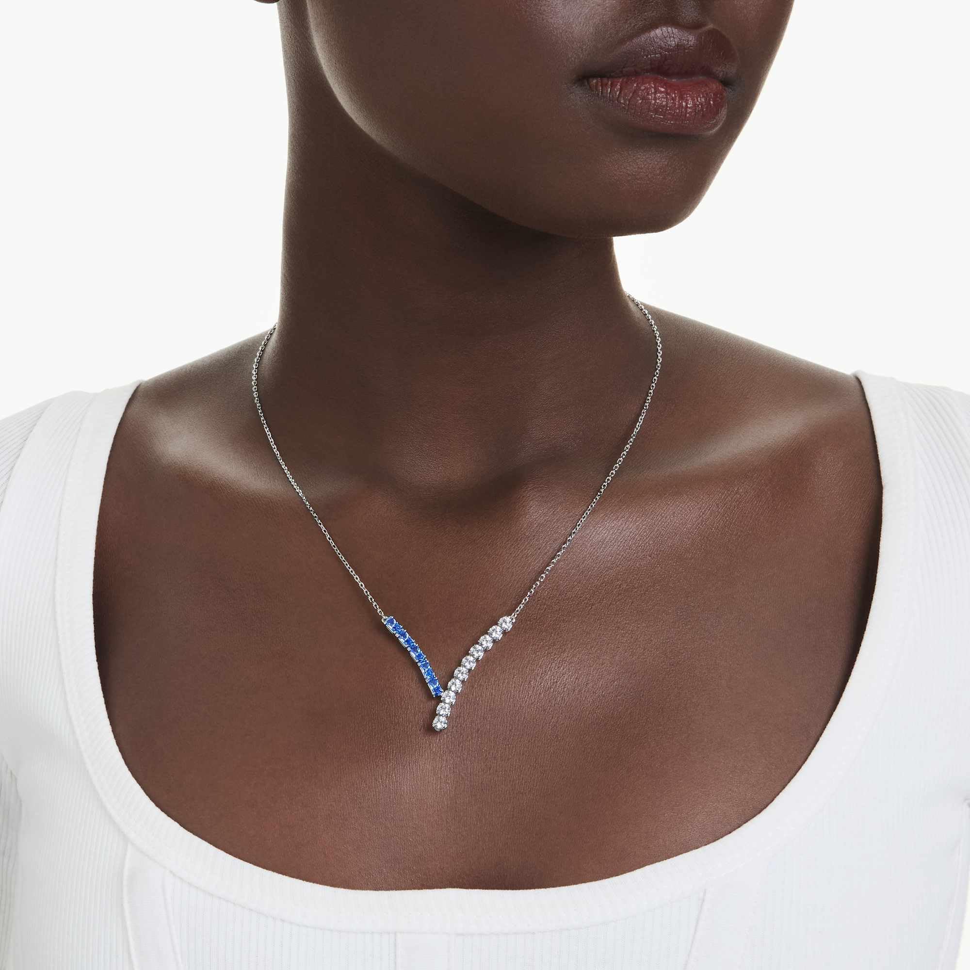 Swarovski Matrix Collezione, tailles mixtes, bleu, plaqué rhodium