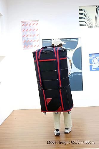 Miniatura 7 de ELDA Maleta plegable expandible para hombres y mujeres, bolsas de viaje con ruedas universales, equipaje ligero de gran capacidad, Marrón, Correas