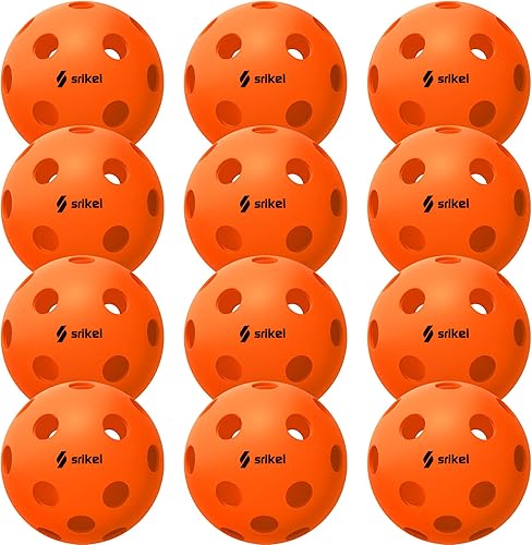 Bolas de Pickleball Srikel para Exteriores - Bolas de Pickleball Aprobadas por USAPA, Diseño Roto-Moldeado Sin Costuras para Durabilidad, 4 Paquetes