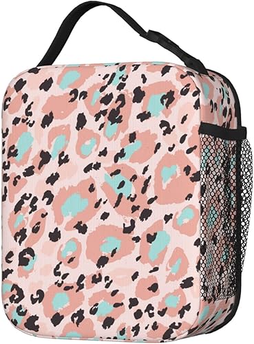 Miniatura 3 de Lonchera con diseño de rosetas de leopardo, bolsas de almuerzo aisladas para mujereshombresniñasniños, con asa desmontable, bolsa de comida