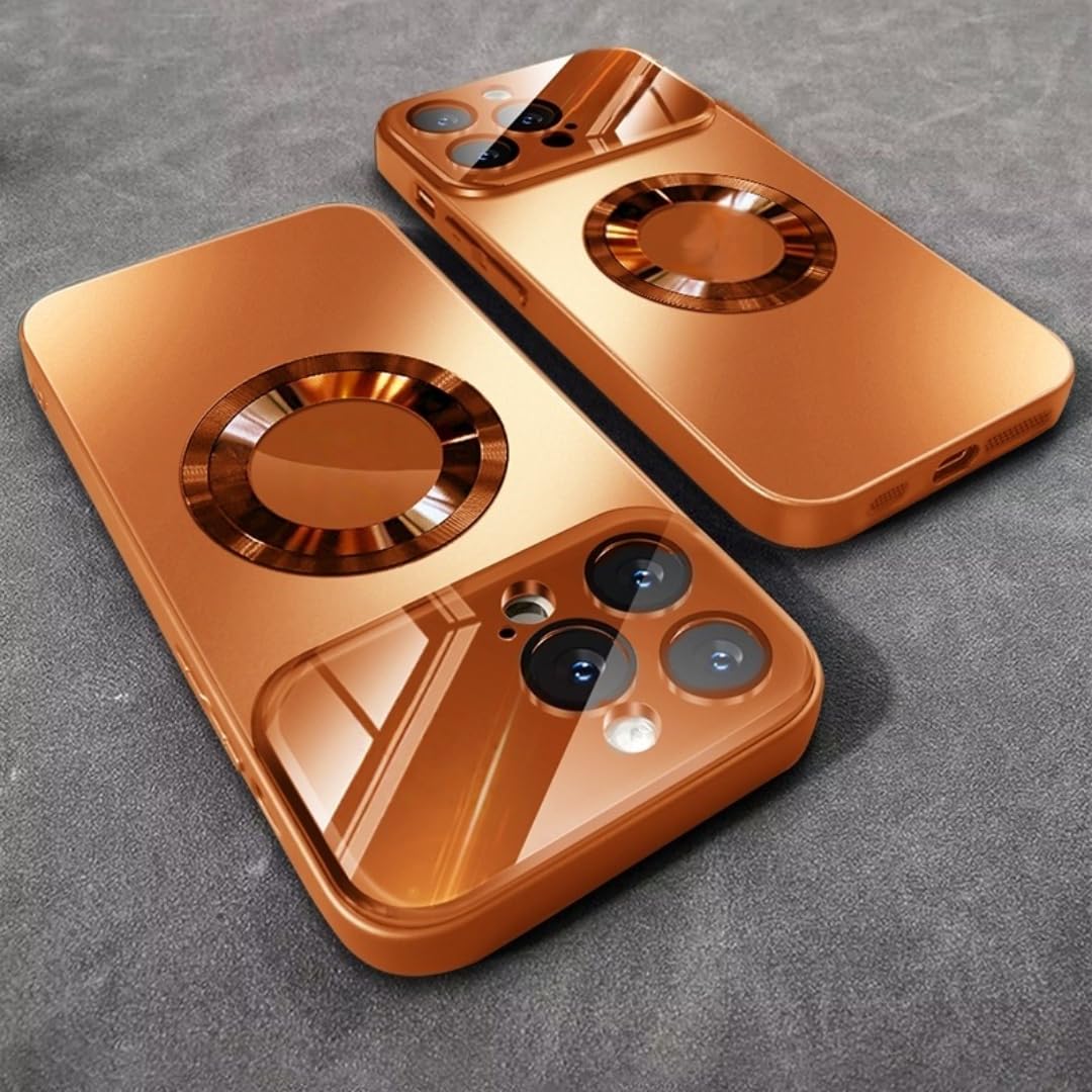 Étui en verre de luxe iPhone 12 Pro Max orange coque antichoc