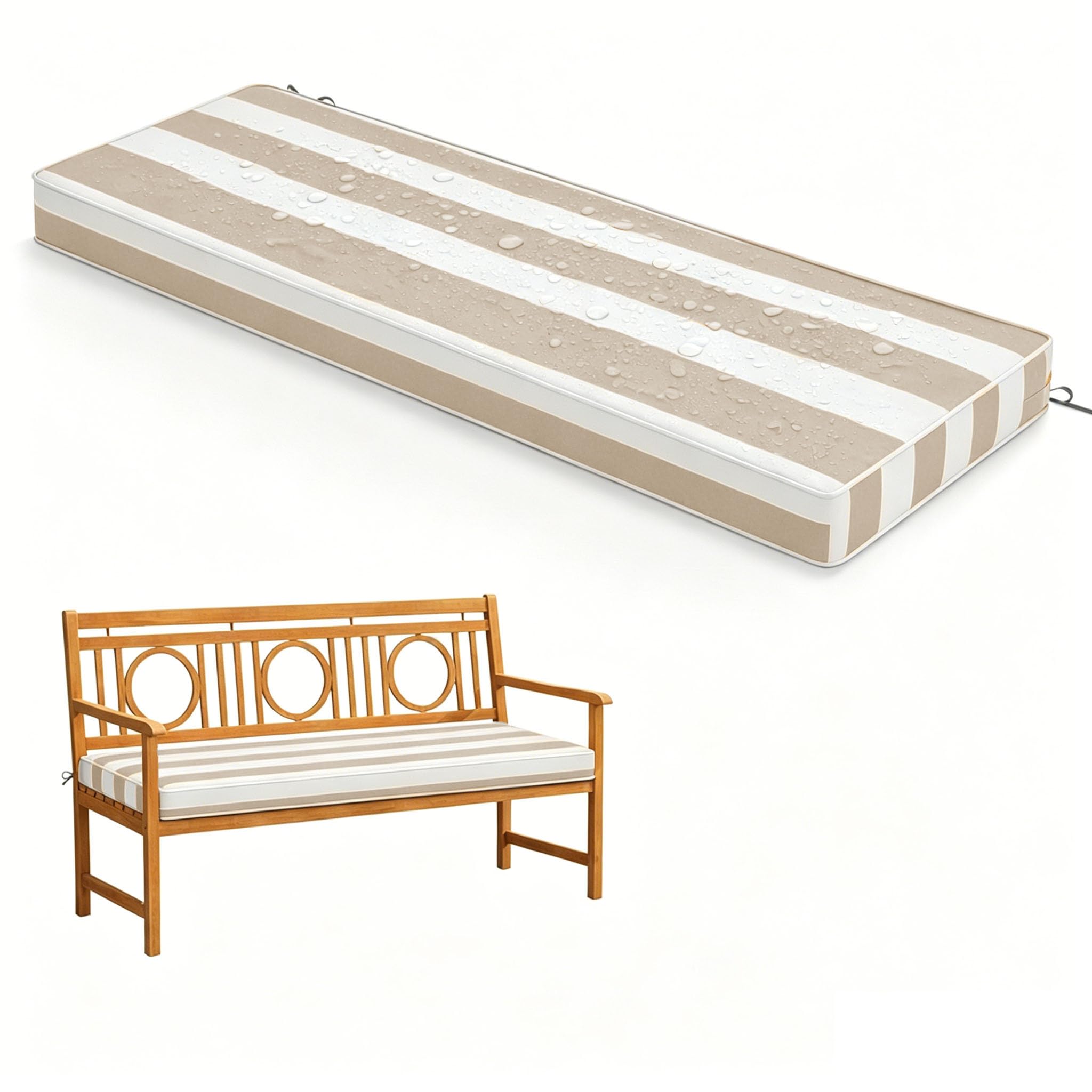 WLXFF stripe Waterproof Garden Bench Cushion Outdoor Swing Seating Pad Thick Foam Garden Furniture Pad Bench Cushions for Indoor Furniture Waterproof seat pads for garden chairs Indoor