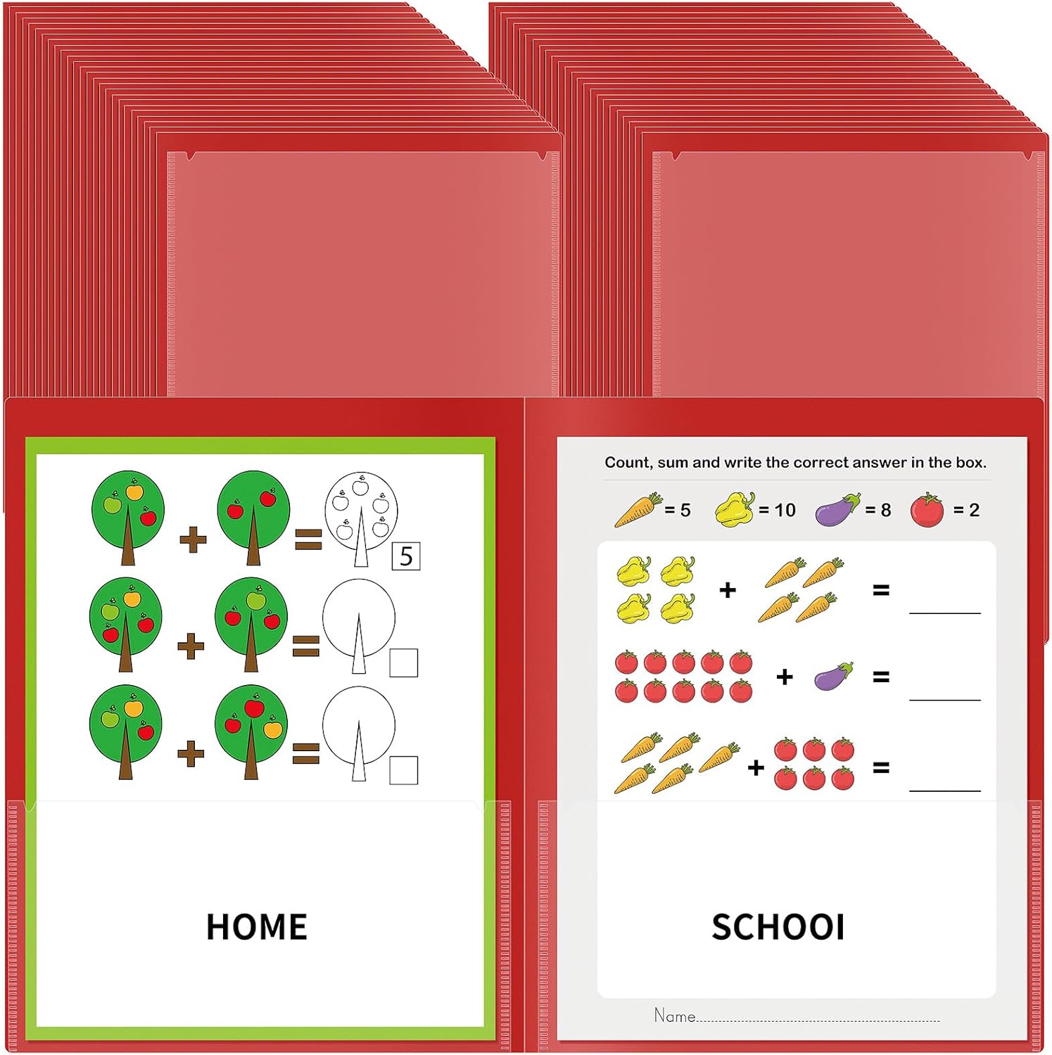 50 Pcs Parent Teacher Classroom Communication Folder with Clear Front Pockets, 2 Pockets Homework Folders Take Home Plastic Folders for Kid Student Home and Classroom (Blue)