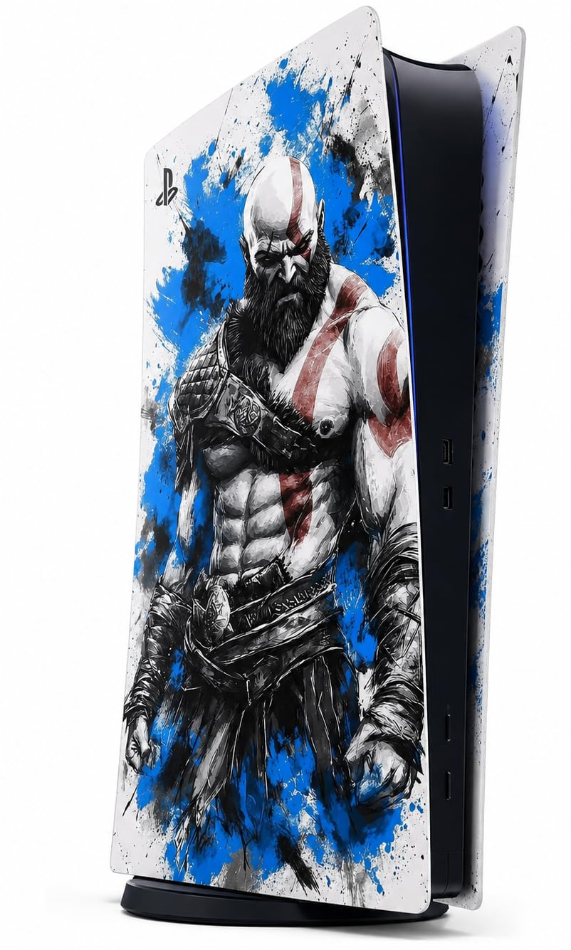 ps5 god of war fat digital edition wrapverse skin sticker for ps5 fat disc edition| premium vinyl decal wrap | anti-scratch, bubble-free, easy installation