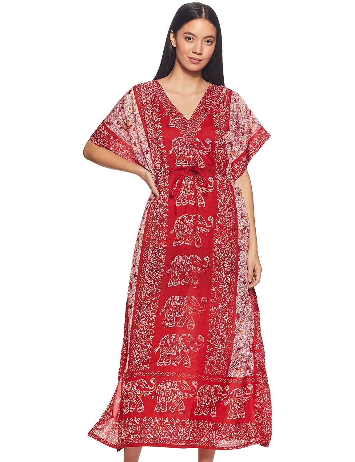 HarLen Women's Kaftan Dress Beach Cover Up Ladies Kaftan Sleepwear Viscose Kaftan Night Gown Robe V-Neck Cover Up-image-23