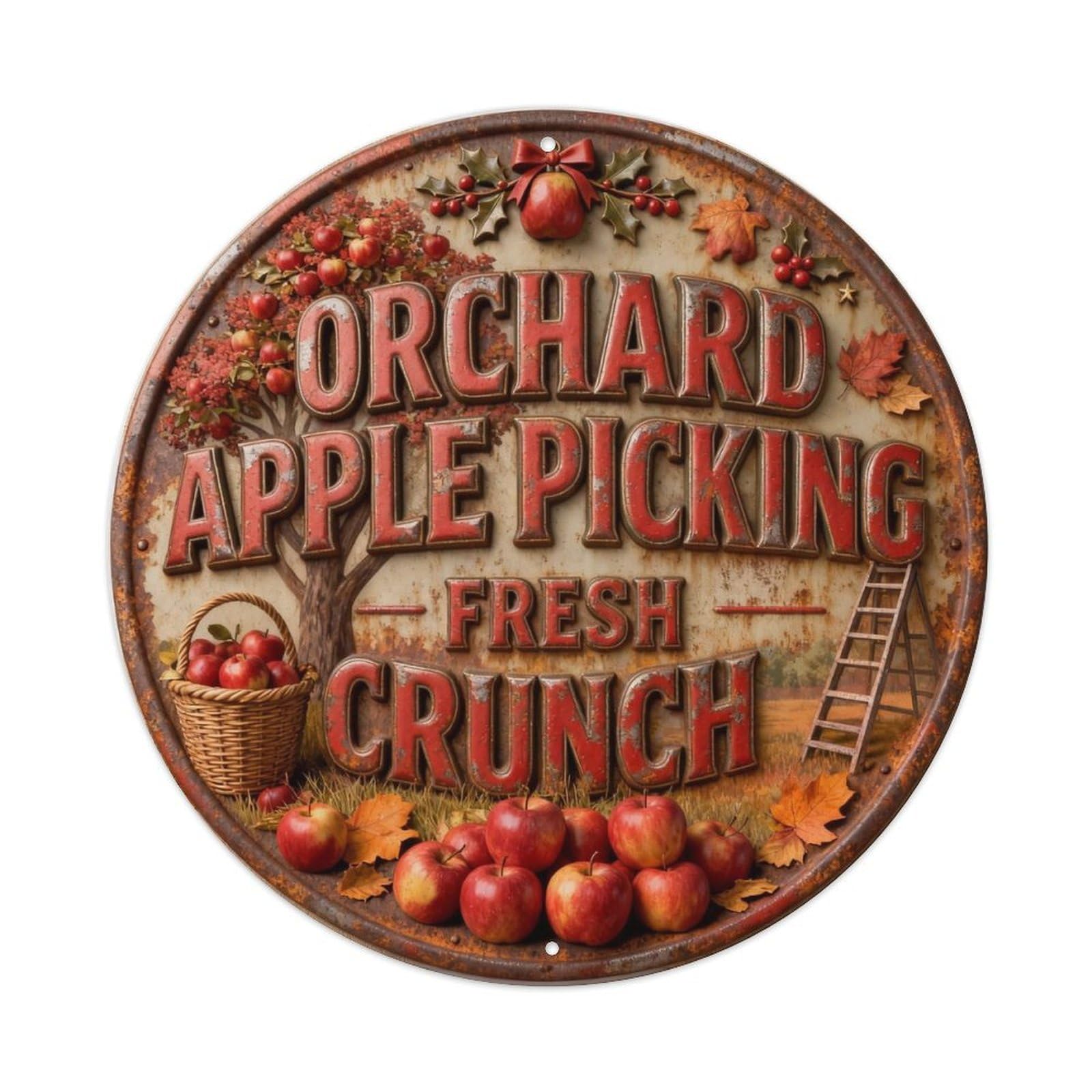 ORCHARD APPLE PICKING FRESH CRUNCH Metal Tin Sign Plaque
