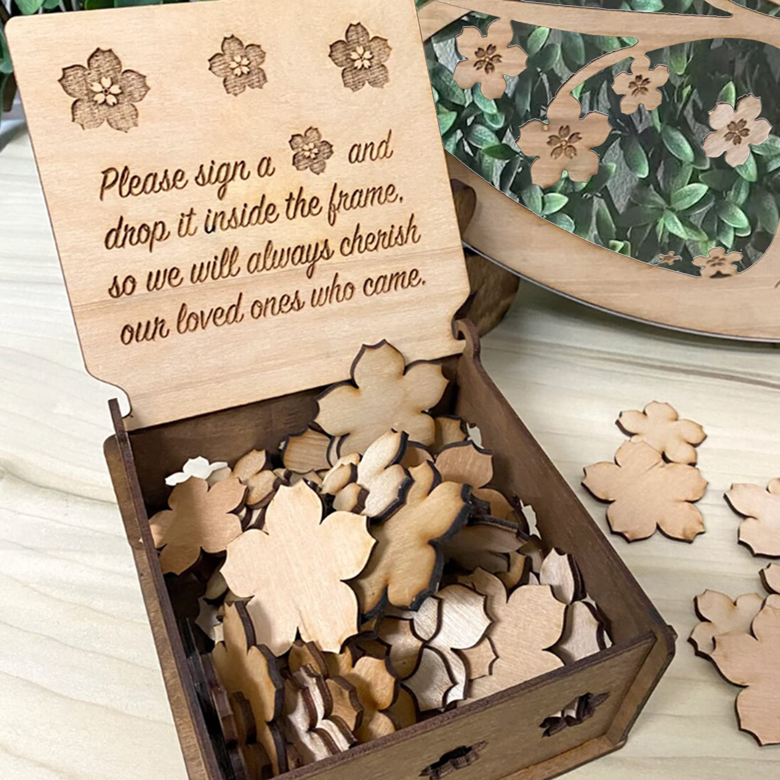 Starnearby Livre d'or de Mariage en Forme d'arbre, Alternative au Livre d'or de Mariage en Bois, Décoration de Mariage, Ornements de Souvenirs pour Réception de Mariage